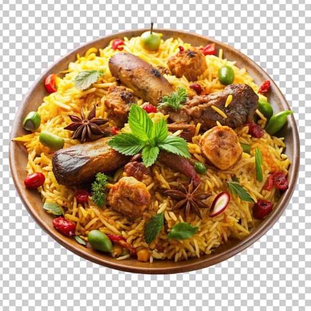 PSD un plato colorido de biryani un plato de arroz fragante