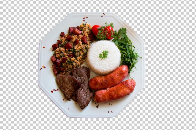 PSD plato de comida con barbacoa comida brasileña png fondo transparente