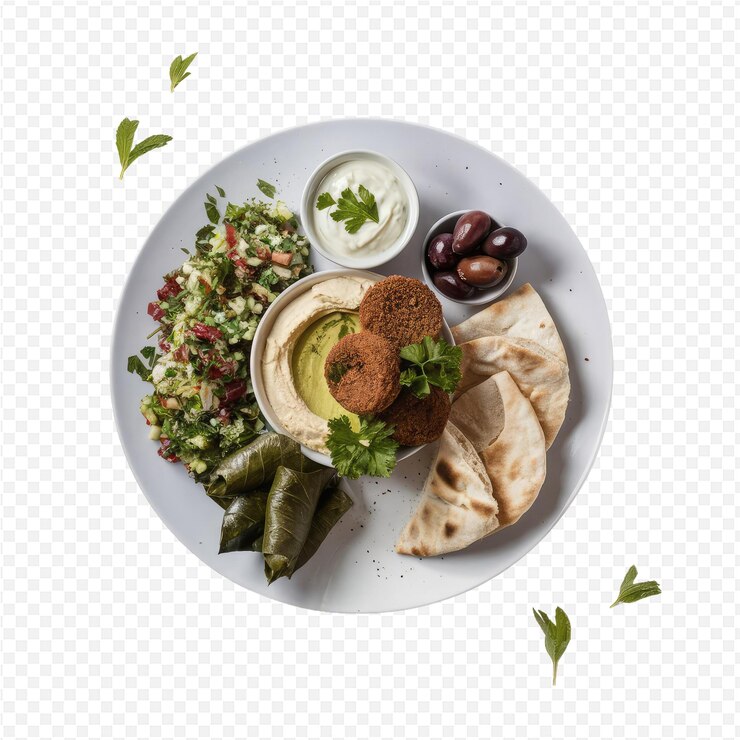 PSD un plato de comida con una ensalada y una ensalada