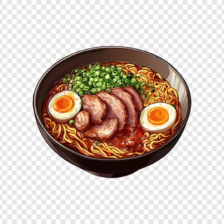 PSD un plato de comida con fideos, carne y verduras
