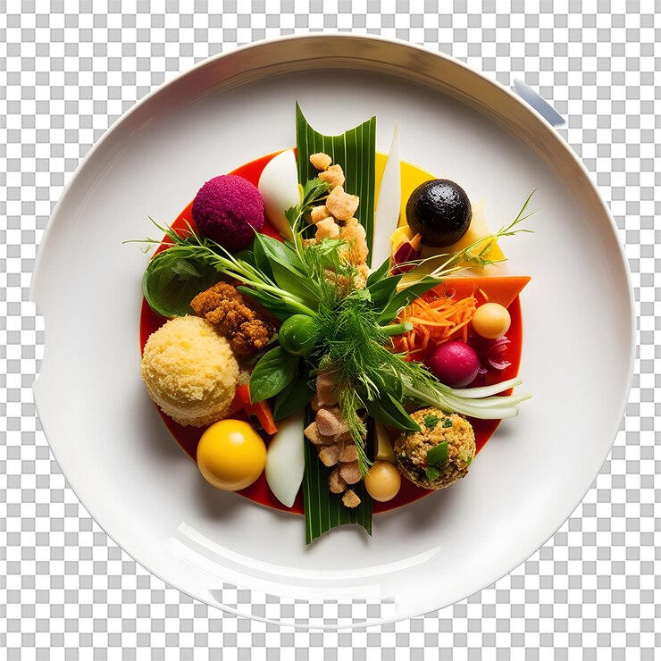 PSD plato de comida hermosamente aislado sobre un fondo transparente para diseños culinarios versátiles