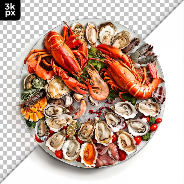PSD un plato de comida con una imagen de un plato de comida con una foto de una langosta en él