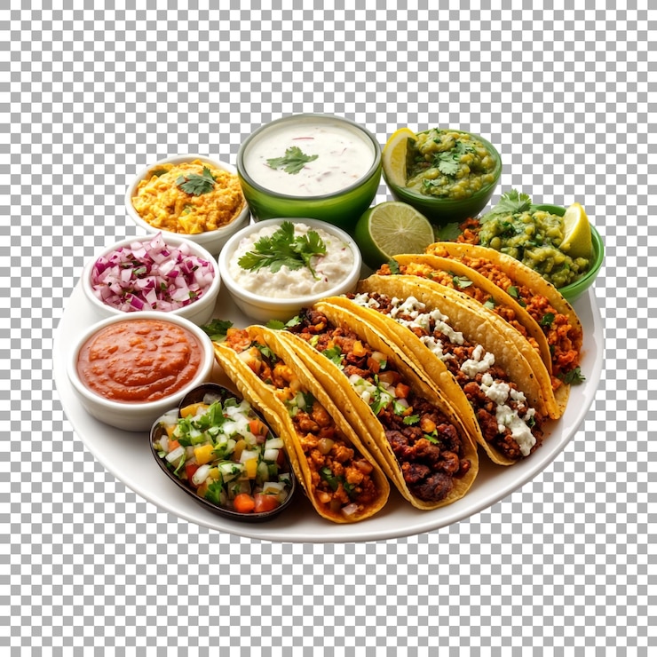 PSD plato de comida mexicana en un fondo transparente generado por ai