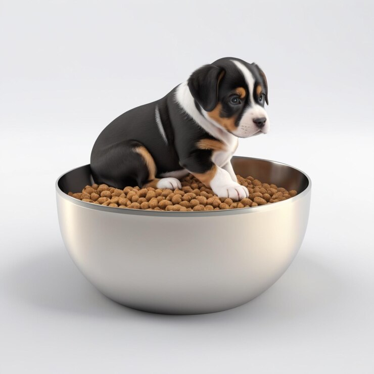 PSD plato de comida para perros psd sobre un fondo blanco