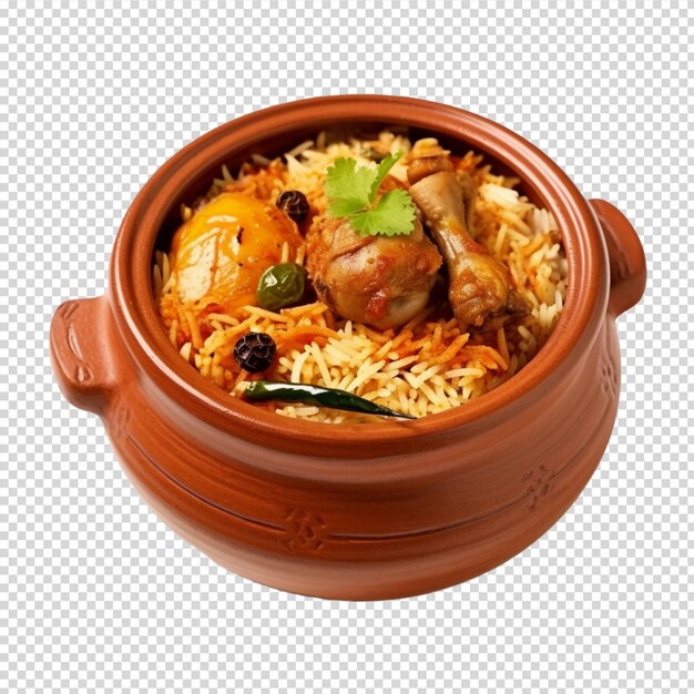 PSD plato de comida con pollo y arroz o biryani