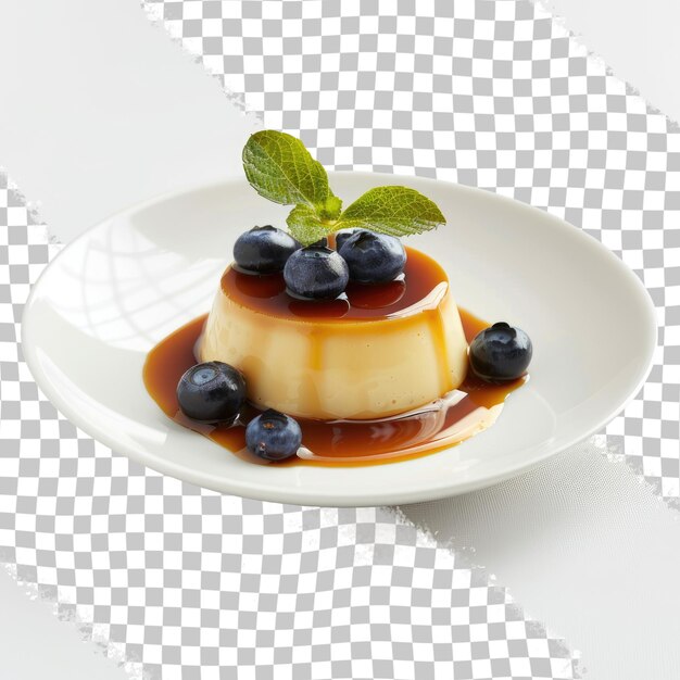 un plato de comida con un postre en él y una fresa en la parte superior