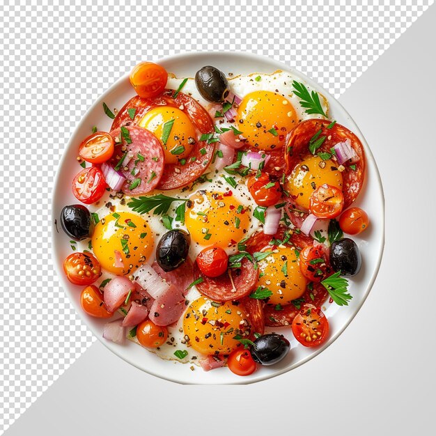 PSD un plato de comida con tomates tomates y hierbas