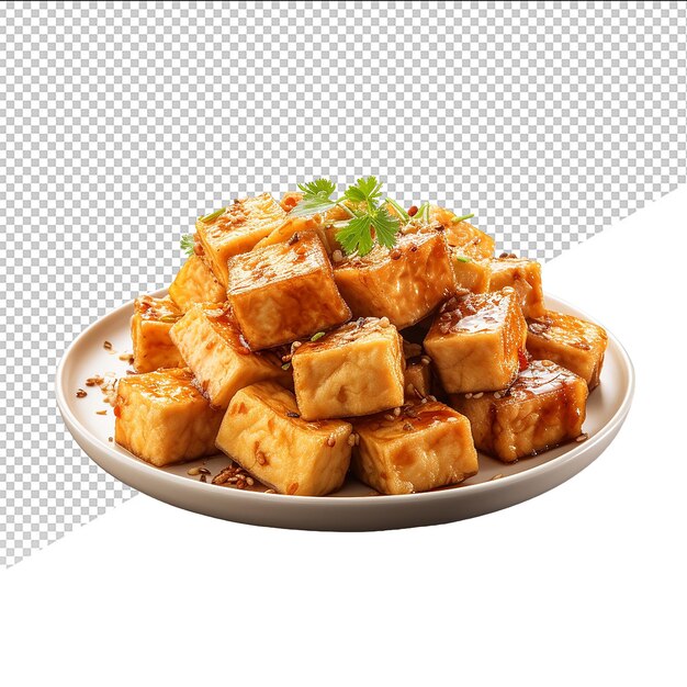 PSD plato de cubos de tofu psd en un fondo transparente