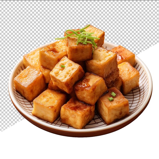 PSD plato de cubos de tofu psd en un fondo transparente