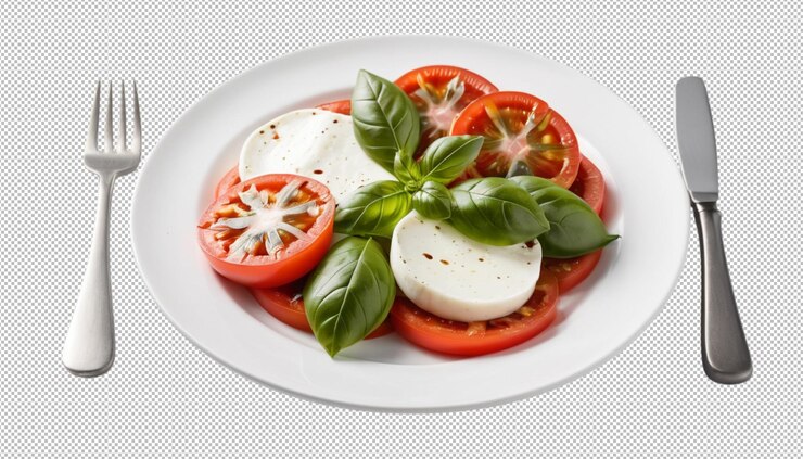 PSD plato de ensalada de caprese fresco y delicioso