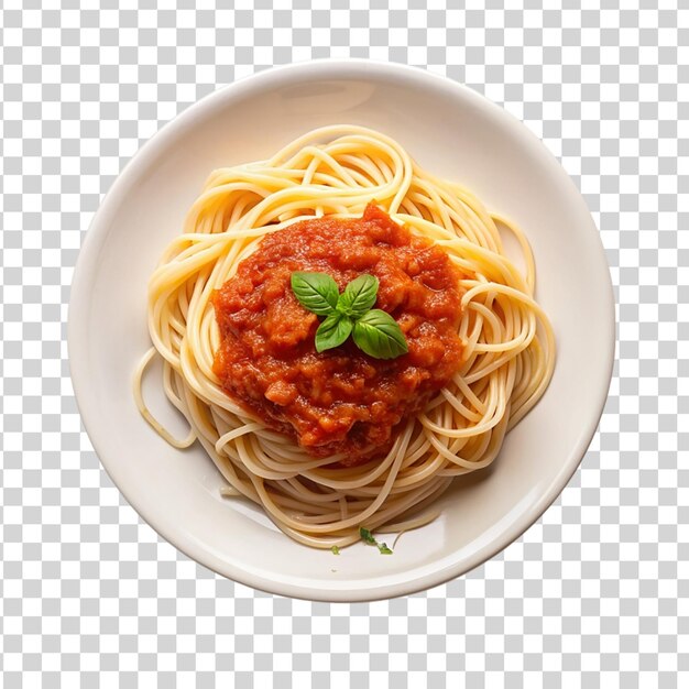 PSD plato de espagueti aislado sobre un fondo transparente