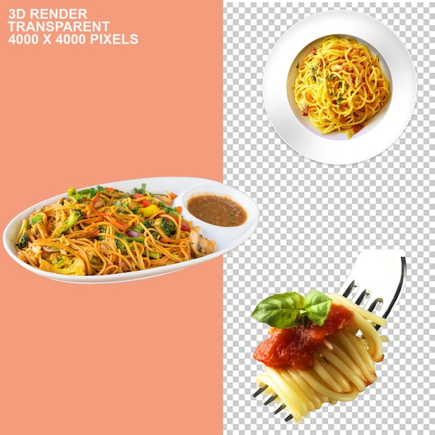 PSD un plato de espaguetis con un fondo verde y transparente psdpng