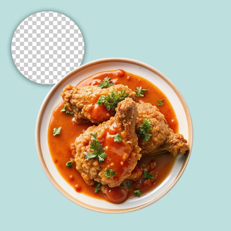 PSD un plato de estofado de carne con hierbas y especias en un fondo transparente