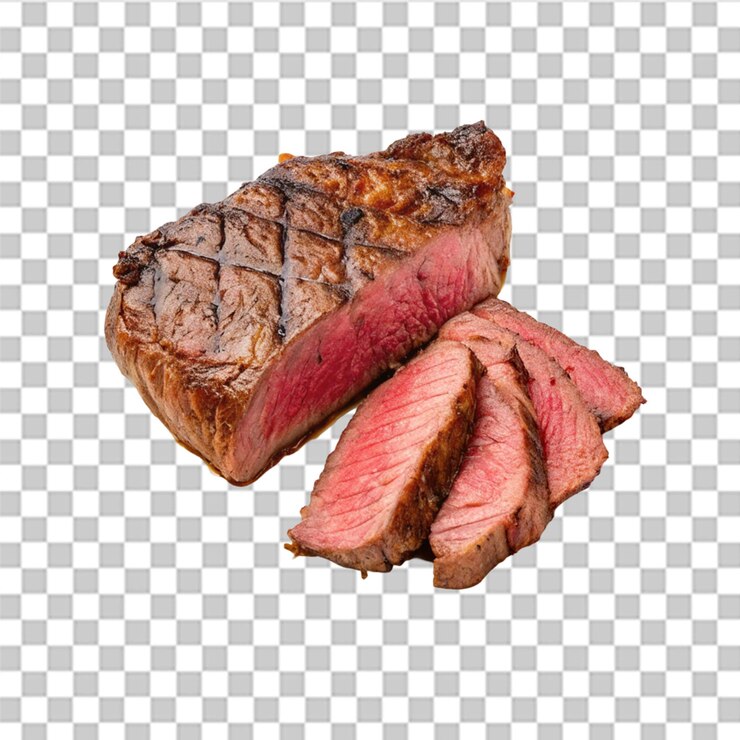 PSD plato de filete aislado sobre un fondo transparente