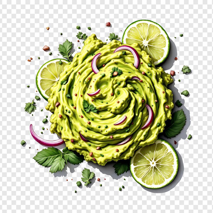 PSD un plato de guacamole con lima