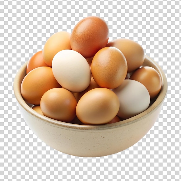 Un plato de huevos en un fondo transparente