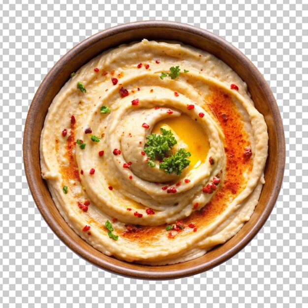 PSD un plato de hummus cremoso adornado con una llovizna