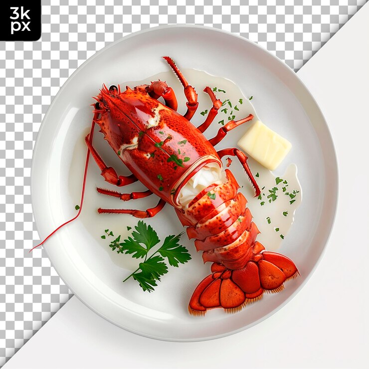 PSD un plato de langostas y queso con una imagen de un plato de comida
