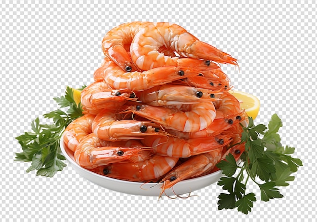 PSD plato de mariscos crudos de camarón