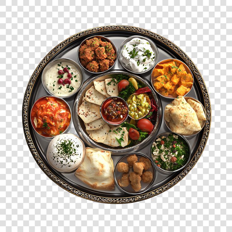 PSD plato de mezze símbolo árabe islámico aislado sobre un fondo transparente