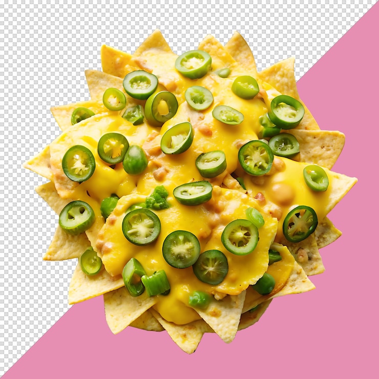 PSD plato de nachos con queso derretido y jalapenos