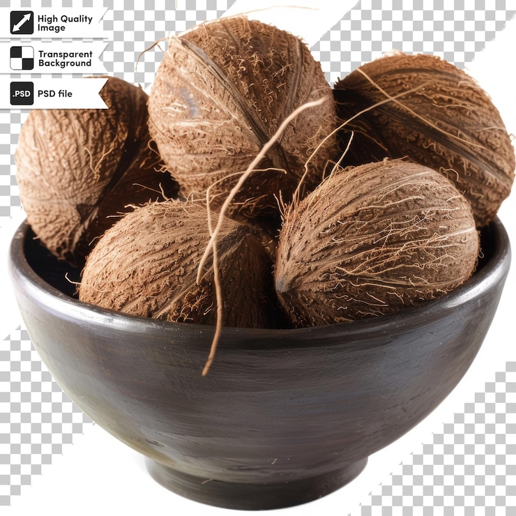 PSD un plato de nueces, incluida una nuez moscada