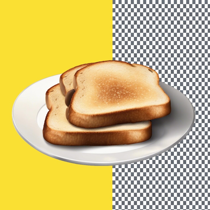 PSD un plato con pan tostado en él y el fondo amarillo es amarillo