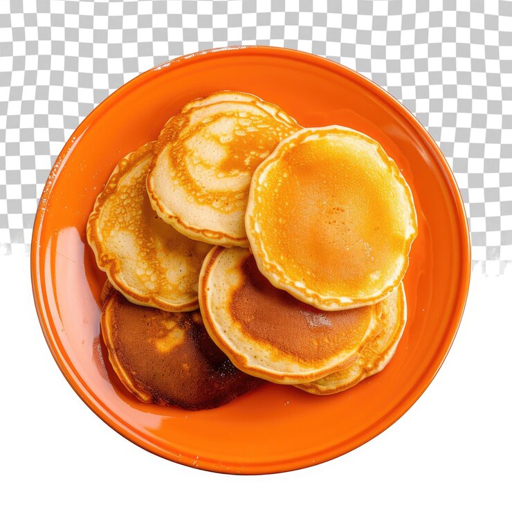 PSD un plato de panqueques con una pila de panqueches en él