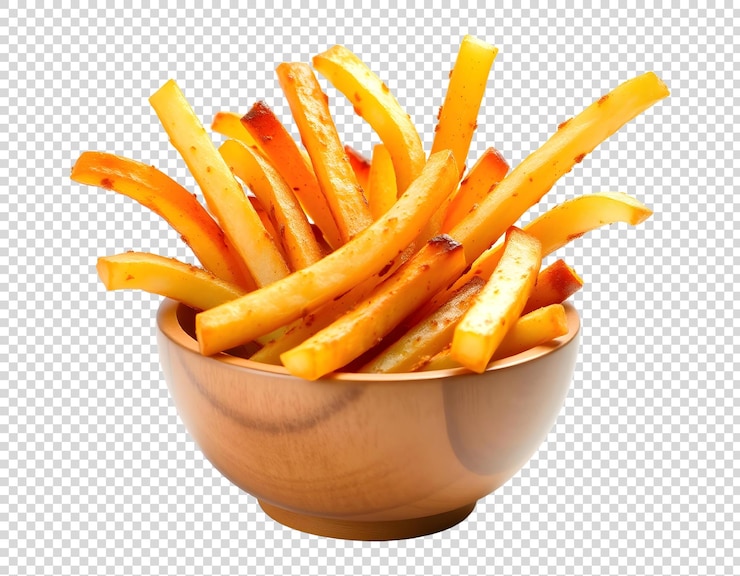 PSD un plato de papas fritas con un fondo blanco