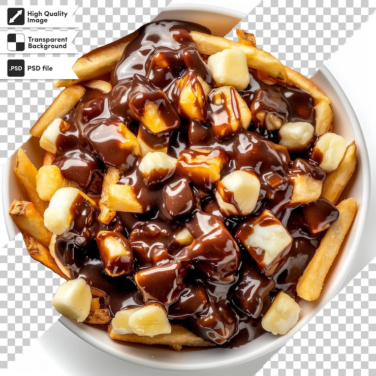 PSD un plato de papas fritas con un montón de plátanos en él