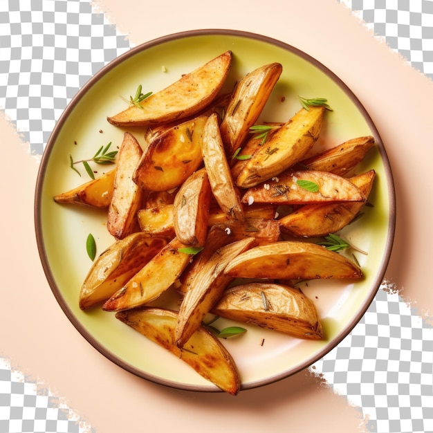 un plato de patatas con hierbas