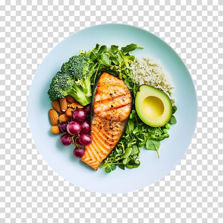 PSD un plato de pescado de salmón aislado sobre un fondo transparente con recorte de png