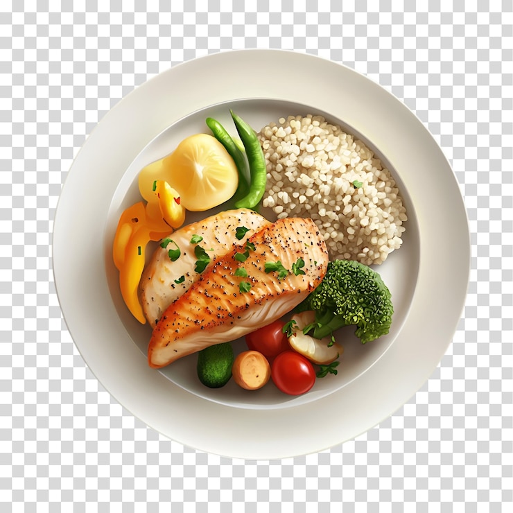 PSD un plato de pescado de salmón aislado sobre un fondo transparente con recorte de png