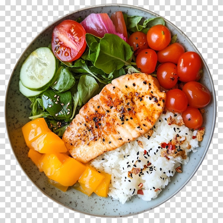 PSD un plato de pescado de salmón aislado sobre un fondo transparente con recorte de png