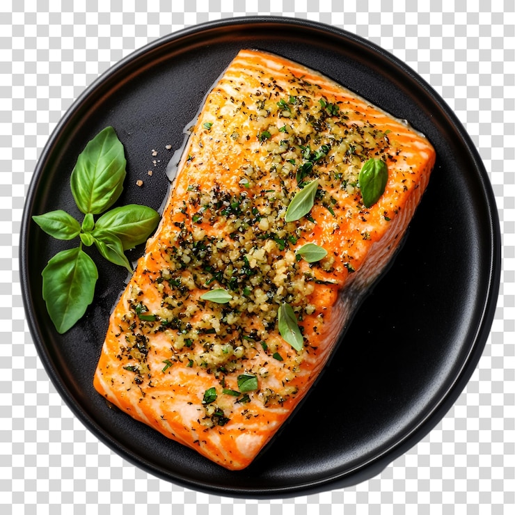 PSD un plato de pescado de salmón aislado sobre un fondo transparente con recorte de png