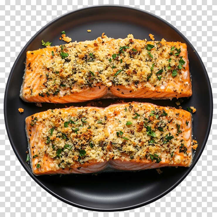 PSD un plato de pescado de salmón aislado sobre un fondo transparente con recorte de png