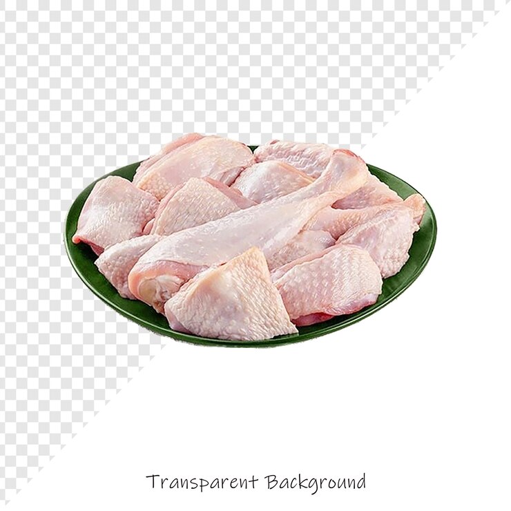 PSD un plato de pollo con un plato verde con las palabras transat en él