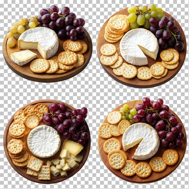 Plato de queso con quesos y uvas variadas