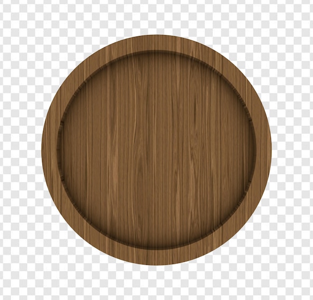 Un plato redondo de madera con un borde redondo.