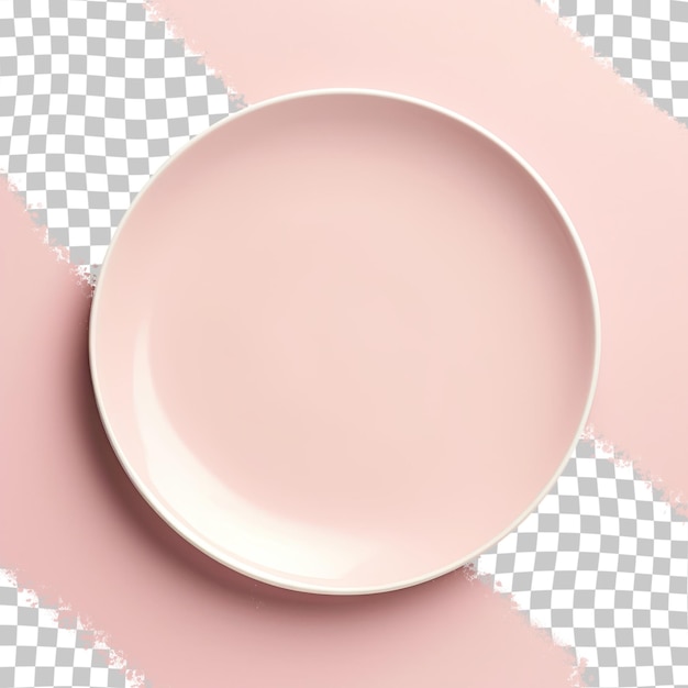 Un plato rosa con fondo rosa y un plato blanco en el fondo.