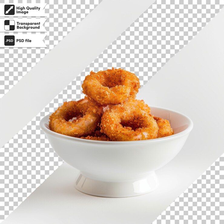 PSD un plato de rosquillas se sienta en una superficie blanca