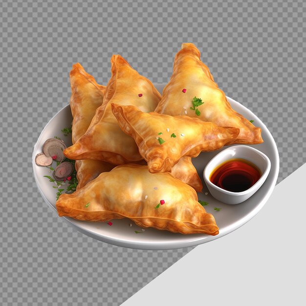 PSD plato de samosas png aislado en un fondo transparente