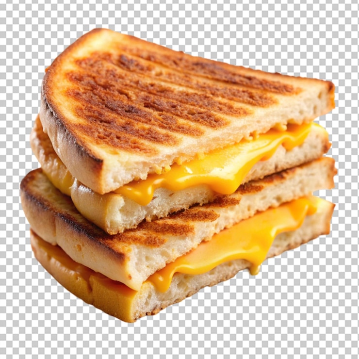PSD plato de sándwich de queso a la parrilla sobre un fondo transparente