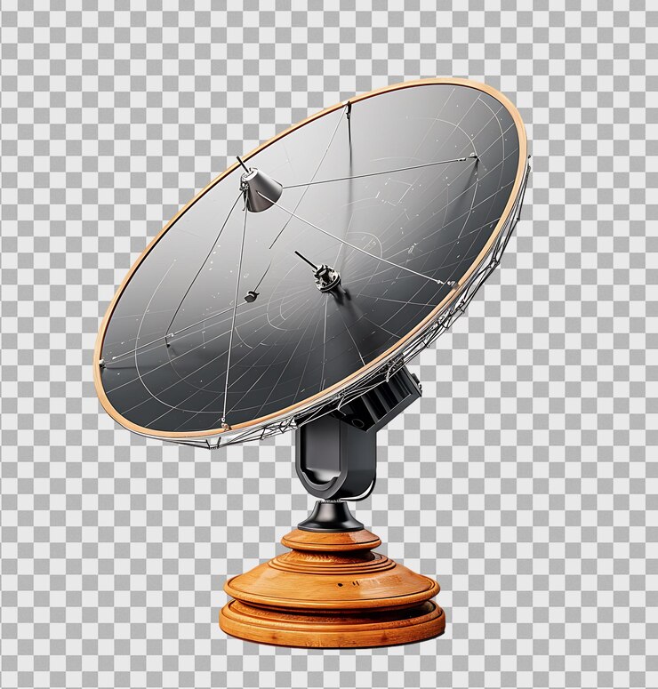 Plato de satélite sobre un fondo transparente