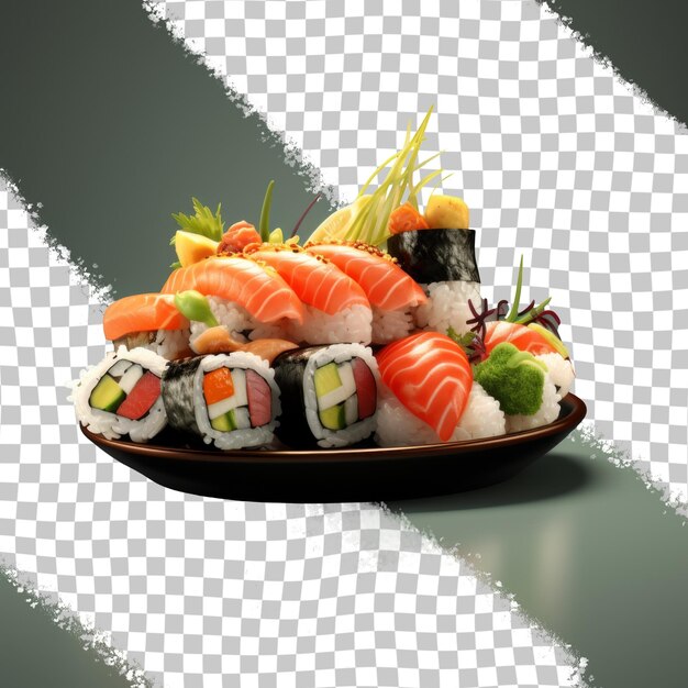 PSD un plato de sushi con la palabra sushi en él