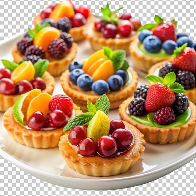 Plato de tartas de frutas con tapa esmaltada