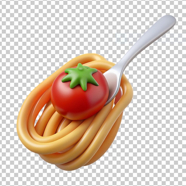 PSD un plato de tomate y pasta con un tomate en el borde