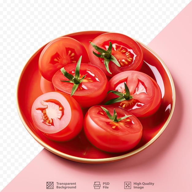 PSD un plato de tomates con la palabra tomate