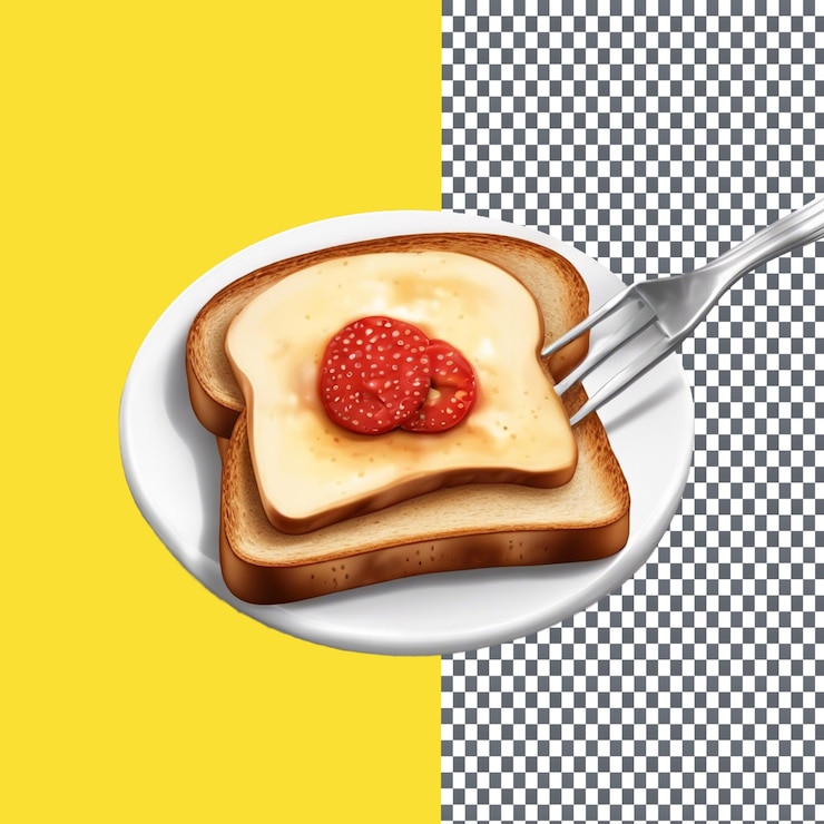 PSD un plato con tostadas y frambuesas en él