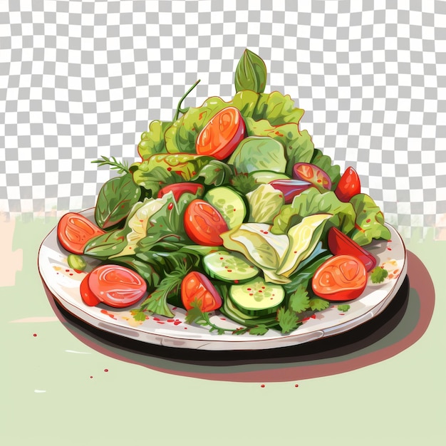 PSD un plato de verduras con una imagen de una ensalada en él